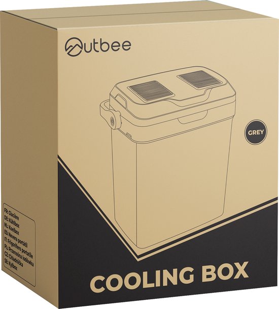 Outbee Coolbox - Kühlbox elektrisch 12v 230 volt - Kühlbox Auto - 21L - Geeignet für 1,5 Liter Flaschen - Grau