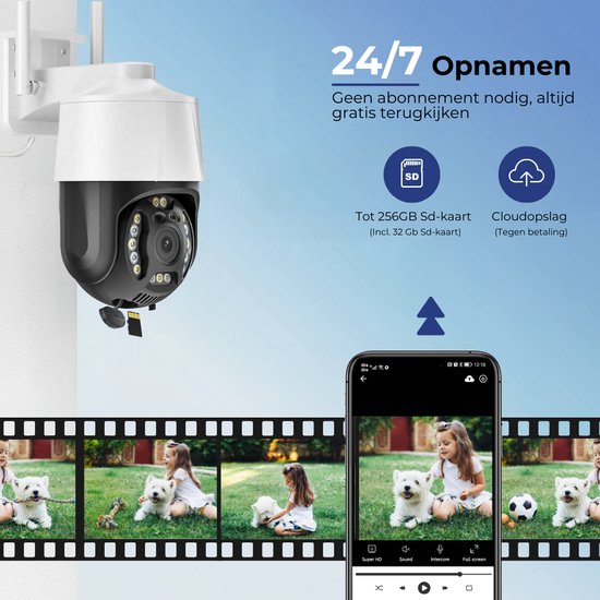 Camux Cam-VisionX Sicherheitskamera Outdoor IP66 - 3MP 2K Kamera - Outdoor Kamera mit Nachtsicht - Wifi mit App - Sicherheitskamera