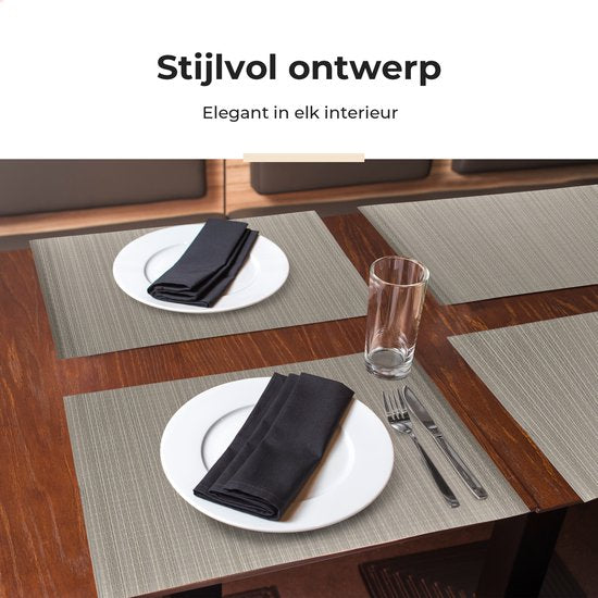Castagnola Tischsets - Kunststoff Tischsets - Untersetzer - Tischsets Kunststoff und PVC - 6 Stück - 45 x 30 cm - Braun