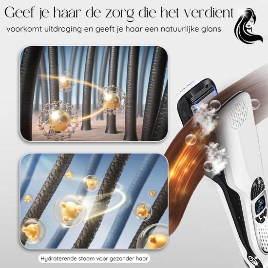 Sansbeauté® Dampfglätter - Dampfglätter - Breite Platten - Professionelles Glätteisen - Dampfglätter - Weiß