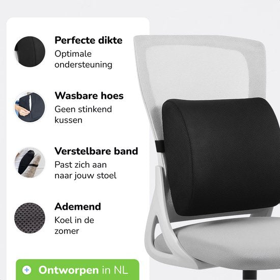 Alyze Ergonomisches Rückenkissen - Lumbalkissen Auto - Unterer Rücken - Lesekissen - Memory Foam - Rückenstütze Bett & Sofa - Orthopädisches Stützkissen mit waschbarem Bezug