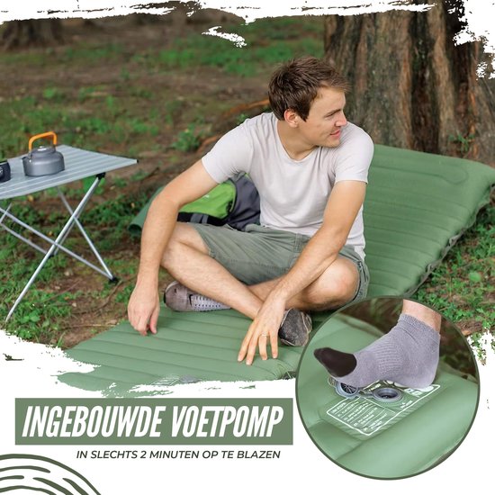 Ever Trex Schlafmatte Comfort - 193x70x10cm - Eingebaute Pumpe - 1 Person - Campingmatratze - Selbstaufblasend - Grün