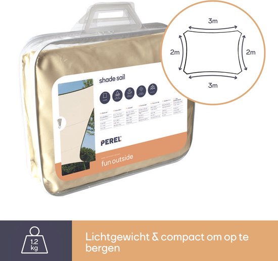 Perel-Sonnenschutzvlies, wasserabweisend, 2 x 3 m, 160 g/m², Polyester, rechteckig, cremefarben