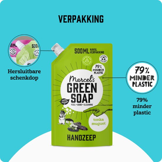 Marcel's Green Soap Handseife Nachfüllpackung Tonka & Muguet 6 x 500ml