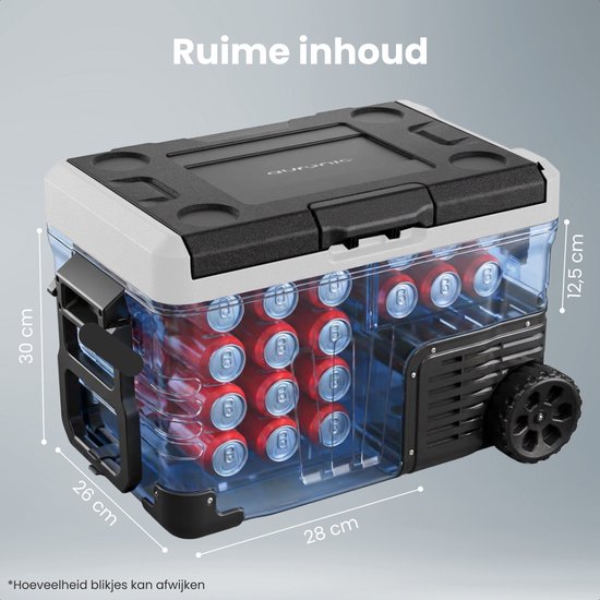 Auronic Electric Cool Box - Kompressor - 35L - 12V und 240 Volt - Camping-Kühlschrank - Frigobox Auto - Schwarz