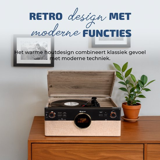 Denver Retro-Schallplattenspieler - Radio - CD - Kassette - Bluetooth - mit automatischer Abschaltung