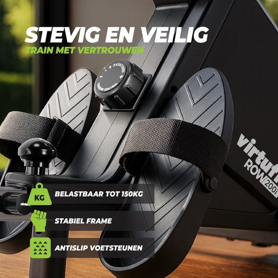 VirtuFit ROW200i Rudergerät – Zusammenklappbar – 10 Widerstandsstufen – Geräuscharm – Kinomap & FitShow – LCD-Display mit Tablet-Halterung – Rudergerät für zu Hause – Rudergerät (ROW450)