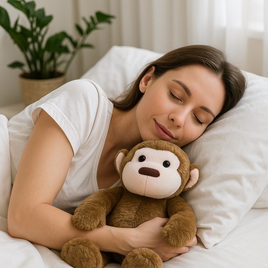 Coopley gewichtetes Plüschtier 2Kg - gewichtetes Plüschtier - Andy Monkey - gewichtetes Plüschtier - sensorisches Spielzeug - für Kinder und Erwachsene - braun - mit Segeltuch-Aufbewahrungsbeutel