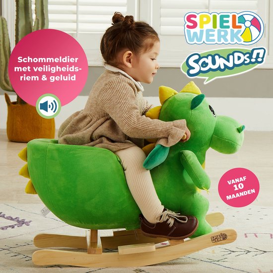 Spielwerk Schaukelstuhl Kinder Dino mit Sicherheitsgurt