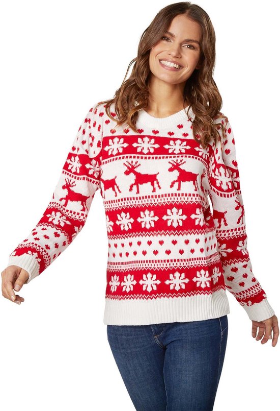 Dressforfun Weihnachtspulli Winterzauber weiß und rot für Damen XXL - kostüm kostüm halloween verkleiden partywear karneval kostüm karneval partywear - 303339