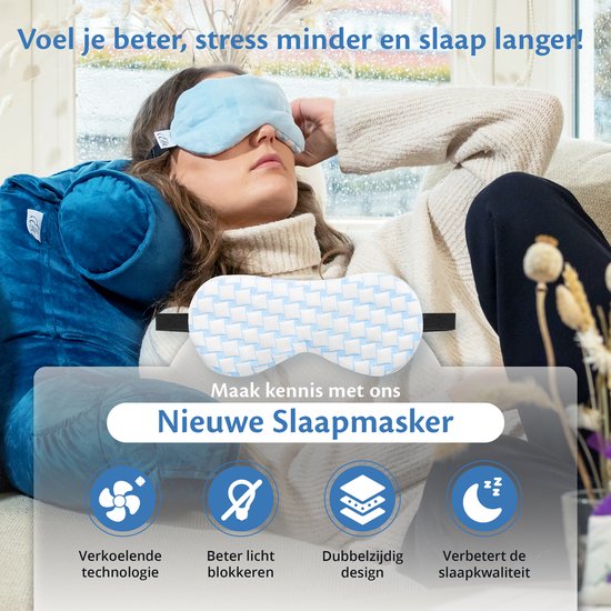 EL-Life - Schlafmaske mit Kühlfunktion – Samt, verstellbar – für erholsamen Schlaf