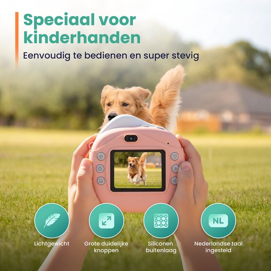 ODESSEY Kinderkamera mit Drucker - Full HD - Selfie-Kamera - 32GB SD-Karte - Foto - Video - Spiele - Digitalkamera Kinder - Fotokamera für Kinder - Pink