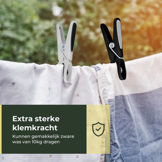 Gandria Wäscheklammern 48 Stück - Kunststoff-Wäscheklammern - Satz von 48 Kunststoff-Wäscheklammern - Wäscheständer Wäscheklammern 10 Kg - Schwarz/Weiß und Weiß/Schwarz