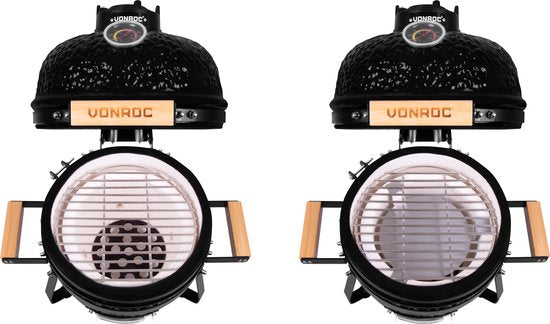 VONROC - BBQ - Kamado - 13" - Mit Schutzhaube, Tellereinleger & Sockel - Holzkohlegrill - Keramik