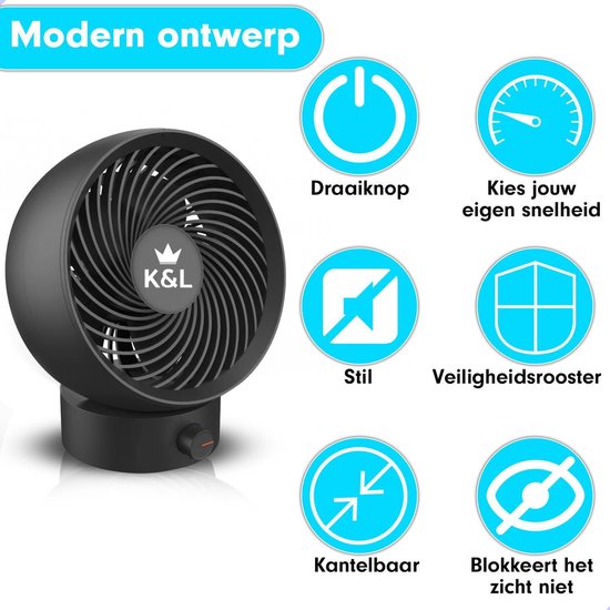 K&L Silent Fan - Tischmodell - USB betrieben - kippbar - Schwarz
