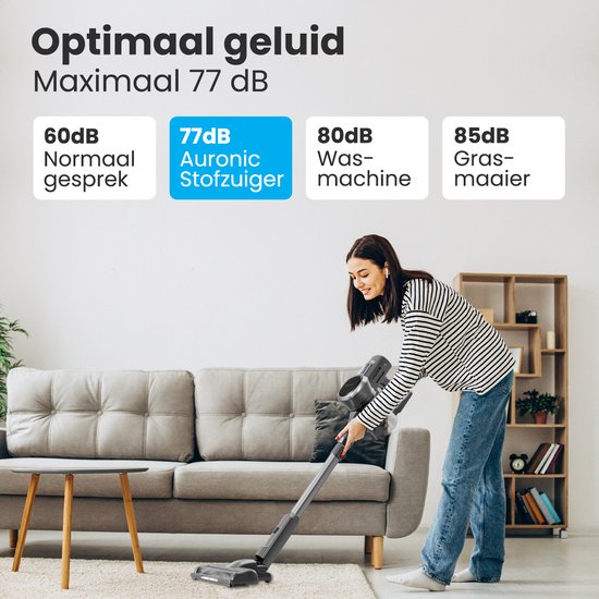 Auronic - Stabstaubsauger kabellos - 220 Watt & 23 kpa Saugleistung - Ausgestattet mit Extra-Akku und waschbarem Hepa-Filter - Bis zu 100 Minuten Betriebszeit - Grauer Kunststoff und Metall