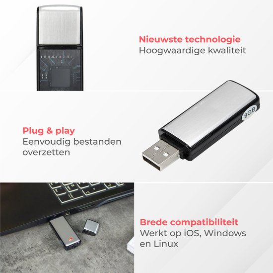 Nuvance - Abhörgerät - Usb Stick Abhörgerät - Voice Recorder Digital - Spy Recorder - Diktiergerät - Abhören & Aufnehmen