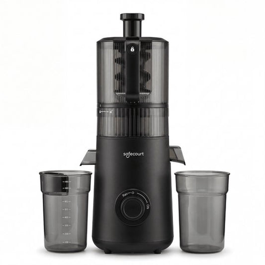 Safecourt Kitchen Slow Juicer XXL - leistungsstarker Motor [Vorschneider & Kaltpress-Technologie] - einfache Reinigung - BPA-frei - Entsafter Schwarz