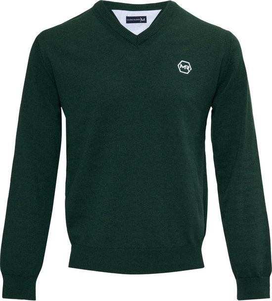 Mario Russo Pullover - Dunkelgrün - Größe L - Italienischer Schnitt - 85% Baumwolle Pullover