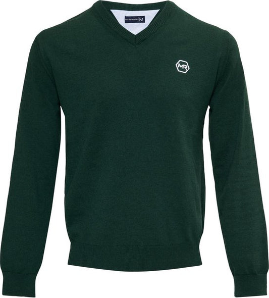 Mario Russo Pullover - Dunkelgrün - Größe L - Italienischer Schnitt - 85% Baumwolle Pullover