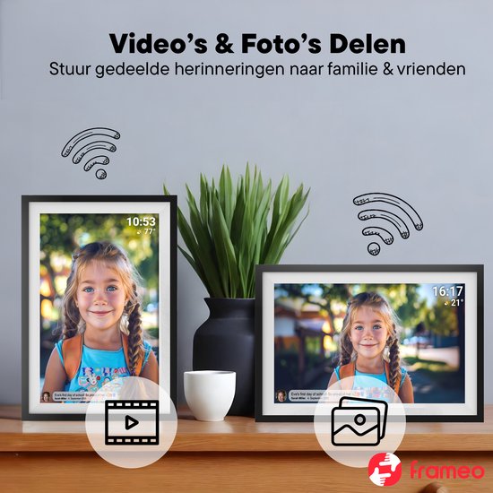Denver Digitaler Fotorahmen 15,6 Zoll - XL - Full HD - Frameo App - Fotorahmen - WiFi - 16GB - IPS-Touchscreen - PFF1516