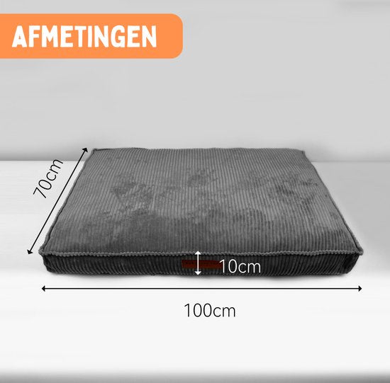 By Cee Cee Orthopädisches Hundekissen - Orthopädischer Hundekorb - Royal Collection Hundebett - Gerippter Stoff - Grau - 100x70 - Schaumstoffblase