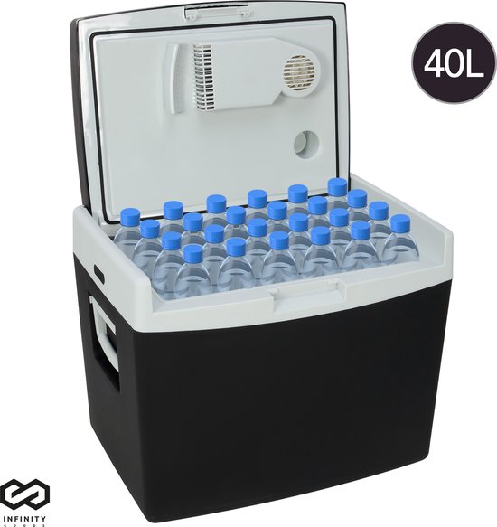 Infinity Goods Elektrische Kühlbox - 40L - Kühlbox - 12V und 230V - Kühlbox - Kühlen und Heizen - Schwarz