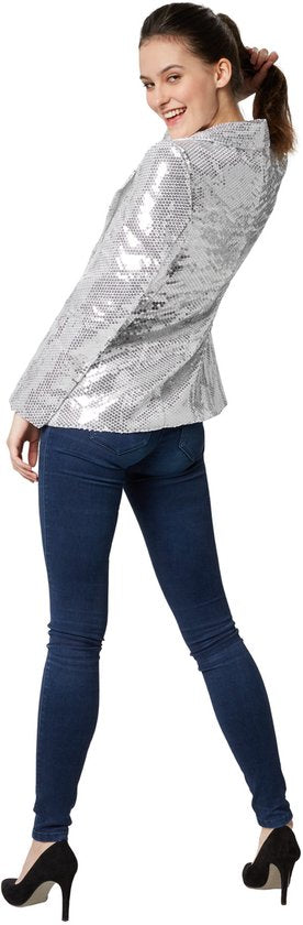 Dressforfun Faschingskostüm Paillettenmantel Silber – Damen – Größe XL