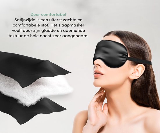 Loti Premium Silk Sleep Mask + Aufbewahrungsbeutel - 100% abdunkelnde Augenmaske - Verstellbar - Augenbinde - Seidig weich - Anti-Falten - Augenmaske - Schlafmaske - Schwarz