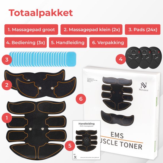 Nuvance - Elektrischer Bauchmuskeltrainer - EMS-Trainer - Bauchmuskeltrainer - Sixpack-Trainer - EMS-Muskelstimulator