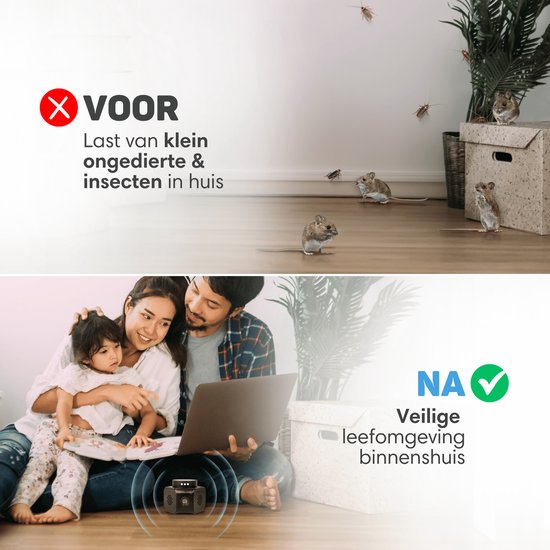 Vulpes Goods Ultraschall Schädlingsabwehr – Repeller gegen Mäuse, Ratten & Insekten – 4 Modi – LED – Schwarz