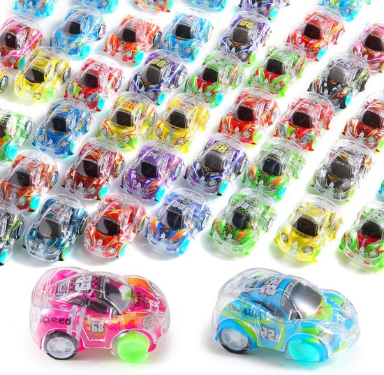 Partizzle 50x Spielzeugautos - Pull Back Cars - Selbstfahrendes Auto - Spielzeugauto Geschenke zum Verschenken - Grabbelton Leckere Geschenke für Kinder & Kleinkinder - Jungen - 5cm