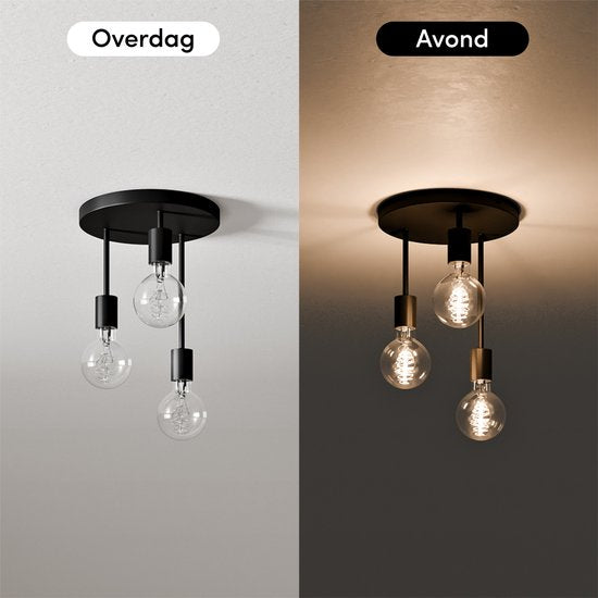 Nolt Ceiling Lamp - Deckenleuchte - 3x E27 Lampe - Industrial - ⌀ 28cm - Schwarz
