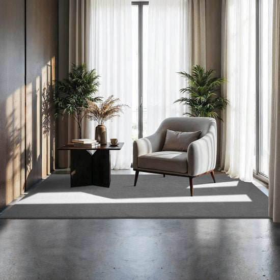 tectake® Kurzflorteppich - 120 x 170 cm - Grau - Teppich für Wohnzimmer, Schlafzimmer, Esszimmer - Pflegeleicht und waschbar - Rutschfeste Unterlage - Allergikerfreundlich - Verschiedene Größen und Farben