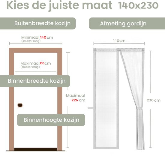 O'DADDY® Türvorhang Deluxe FIBER - Magnetischer Fliegenvorhang - Für Neubauten und Standardtüren - Einfache Installation - Türgitter Weiß - 140x230 cm
