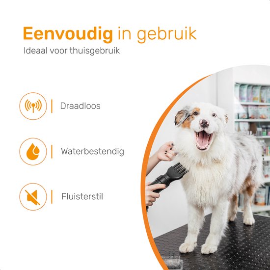Dutchwide Hundekatzenschere - Für dickes Fell - Flüsterleise Schermaschine - Kabellos - Tierpflege-Set