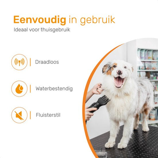 Dutchwide Hundekatzenschere - Für dickes Fell - Flüsterleise Schermaschine - Kabellos - Tierpflege-Set