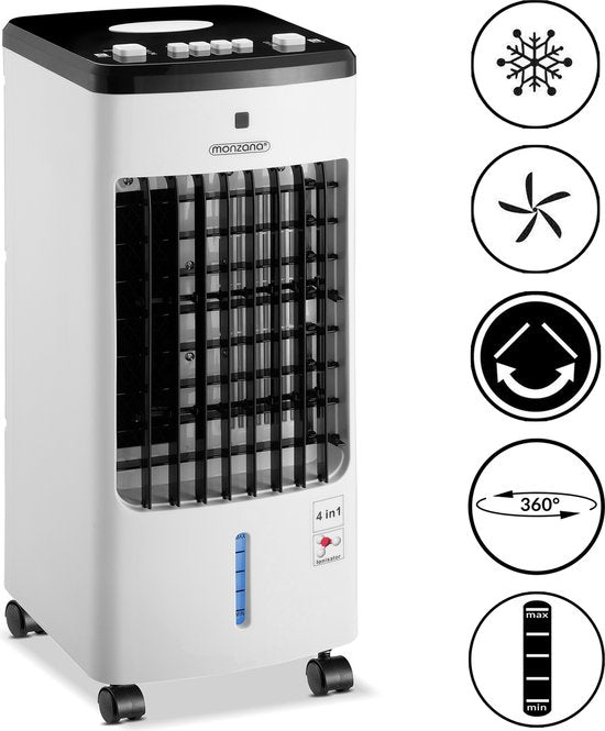 Monzana Mobile Air Conditioning Fan - 4 Funktionen 3.5L - Weiß Schwarz
