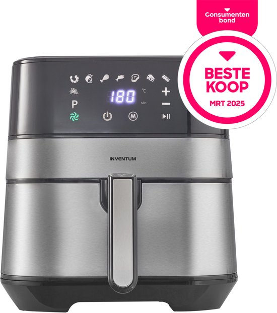 Inventum GF500HLD - Airfryer - Heißluftfritteuse - 5 Liter - 80 bis 200 Grad - PFAS frei - 1700 Watt - Schwarz/Silber - Best Buy März 2025