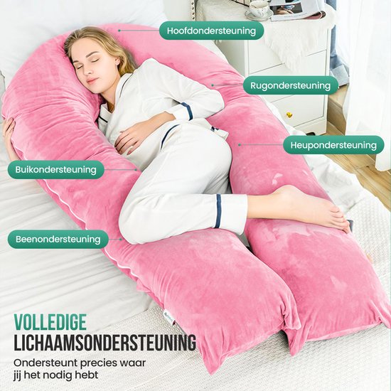 Avalo Schwangerschaftskissen XXL 280 cm - U-Shape Seitenschläferkissen - Ergonomisches Körperkissen - Stillkissen & Körperkissen für Schwangere - Pink