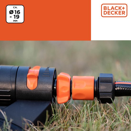 BLACK+DECKER Gartenschlauch Schnellkupplung - 5/8'-3/4' - ⌀16-19 mm - Kunststoff - Schwarz/Orange
