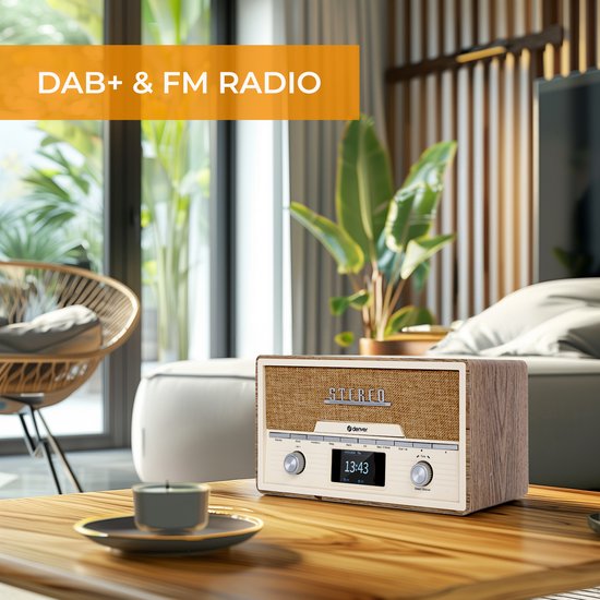 Denver Radio - DAB/CD-Player - Bluetooth - 20 Speicherplätze - FM / AUX - Holz