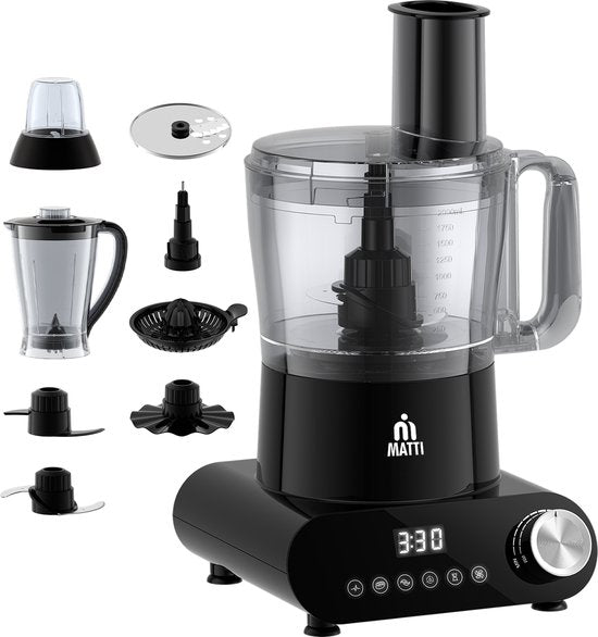 MATTI® 5-in-1 - Küchenmaschine - 1500 Watt - Küchenmaschine - Multifunktionale Küchenmaschine | Mixer - Zerkleinerer - Zitruspresse - Eiscrusher
