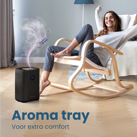 Auronic Luftbefeuchter - 4 l Fassungsvermögen - Mit Aromatherapie und Nachtmodus - BPA-frei und flüsterleise - 360-Grad-Düse - Kunststoff - Schwarz
