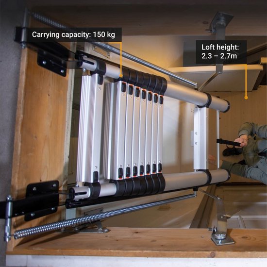 Batavia 2.70m Giraffe Air® Telescopic Vlizotrap 2.30m - Kompaktes, benutzerfreundliches Design mit Griff, breite Stufen für Sicherheit, schnell zu installieren