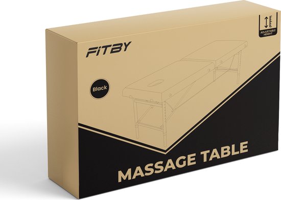 Fitby Massageliege - Klappbare Massageliege - Behandlungstisch - 200kg Tragkraft Verstellbare Höhe (60-80 cm) - 180x60 cm - Schwarz