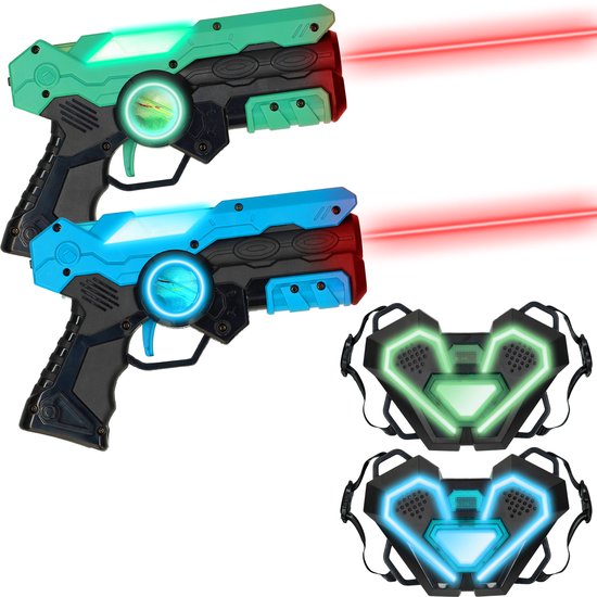 Silvergear Lasergame-Set für Kinder mit 2 Laserpistolen und 2 Westen – Interaktive Spielzeugpistole mit 15 m Reichweite – Schießspiel – Laser-Tag-Battle-Spielzeug für draußen – Geschenk für Jungen und Mädchen – 6, 7, 8, 9, 10, 11, 12, 13, 14, 15, 16 Jahre