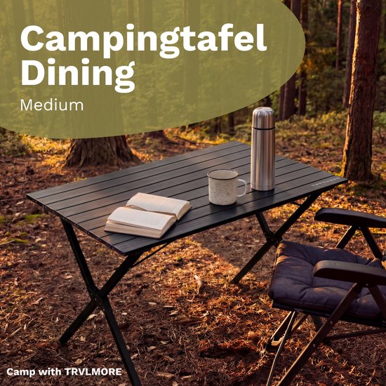 TRVLMORE Campingtisch - 120x70x70cm - Leichtgewicht mit Aluminiumrahmen - Klapptisch verstellbar - Campingtisch - Klapptisch - Schwarz