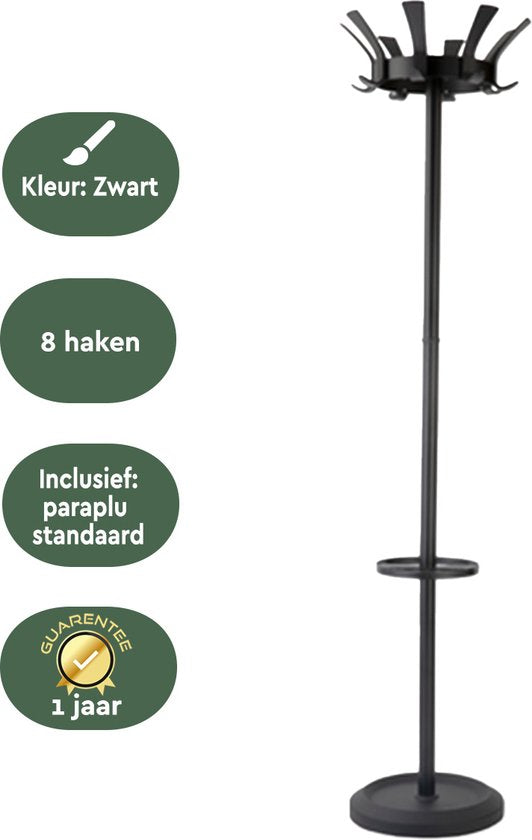 BRASQ Garderobenständer London CS300 - Schwarz - Stahl - Garderobenständer stehend - 181 cm - Modern