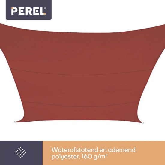 Perel Schattentuch, wasserabweisend, 5 x 5 m, 160 g/m², Polyester, quadratisch, terracotta